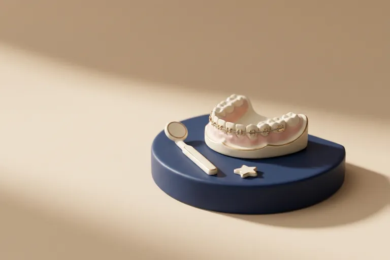 Diorama in miniatura della visita del bambino: l'arcata mista e lo specchietto