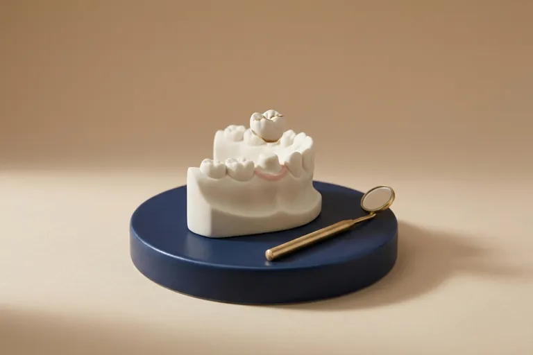 Diorama in miniatura della prova della corona sul moncone preparato